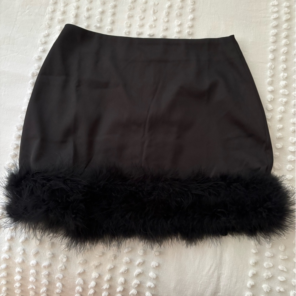 Lulu's Black Skirt with Feather Detail